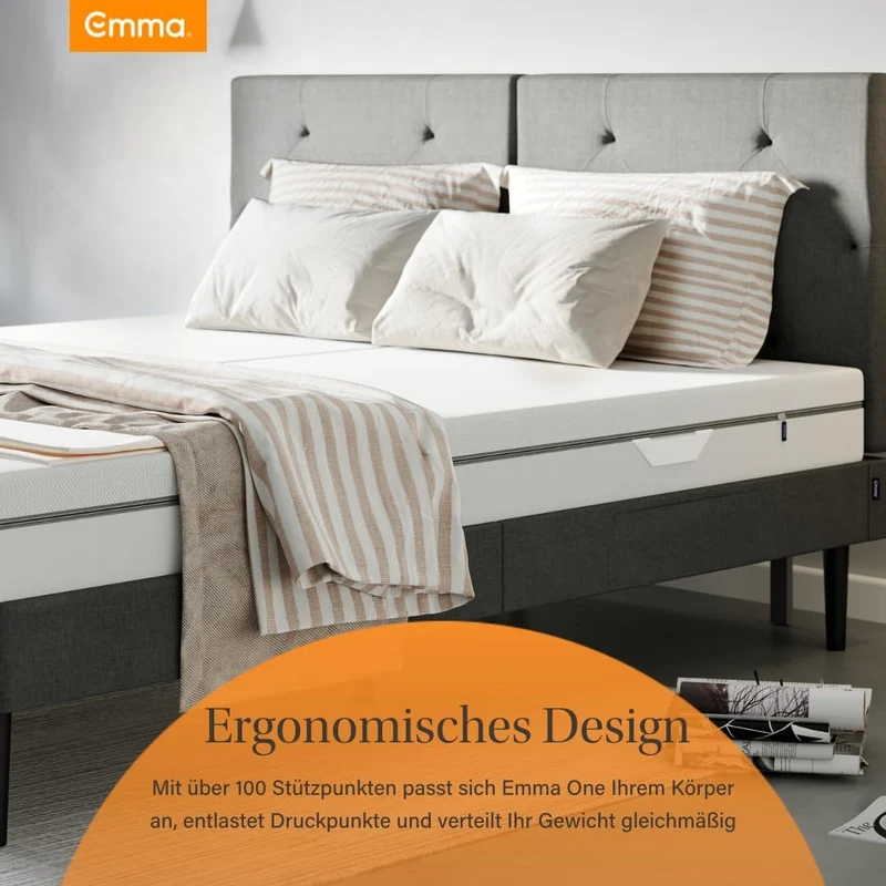 Emma One Kaltschaummatratze – mittelhart, 3-Zonen, atmungsaktiv, waschbarer Bezugh