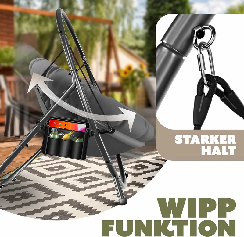 KESSER Hängesessel mit Gestell – Hängestuhl Indoor/Outdoor, inkl. Kissen & Tascheh