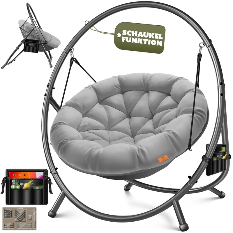 KESSER Hängesessel mit Gestell – Hängestuhl Indoor/Outdoor, inkl. Kissen & Tascheh