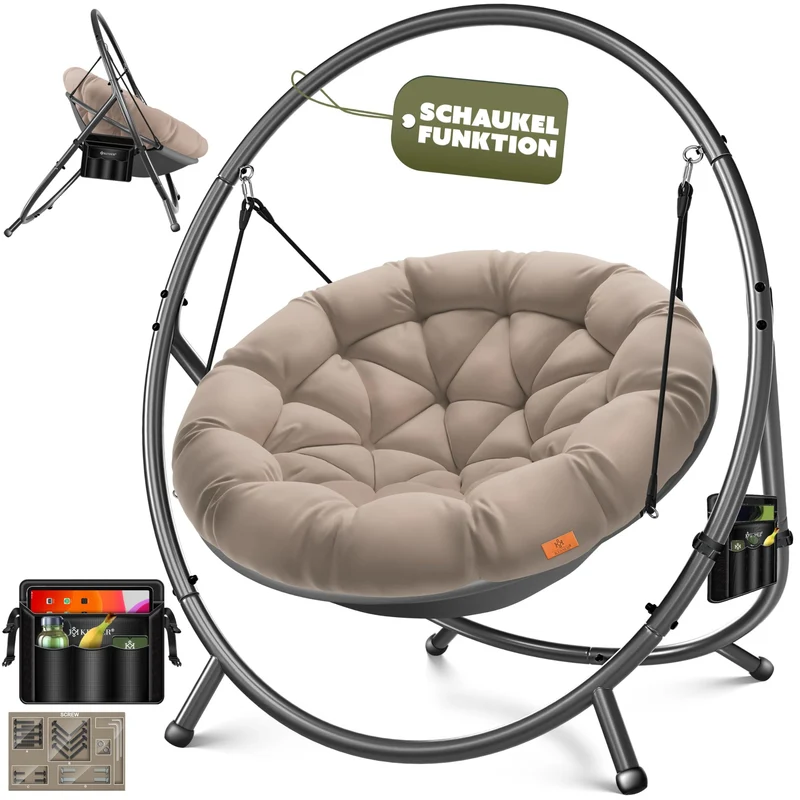KESSER Hängesessel mit Gestell – Hängestuhl Indoor/Outdoor, inkl. Kissen & Tascheh