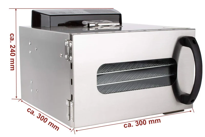 Beeketal 'BDA-15' Dörrautomat aus Edelstahl mit 10 Etagen, Zeitschaltuhr (max. 24h), einstellbarer Temperatur (30-90 °C) und LED Bedienfeld - Profi Gastro Dörrgerät inkl. 10 Einlegegitter