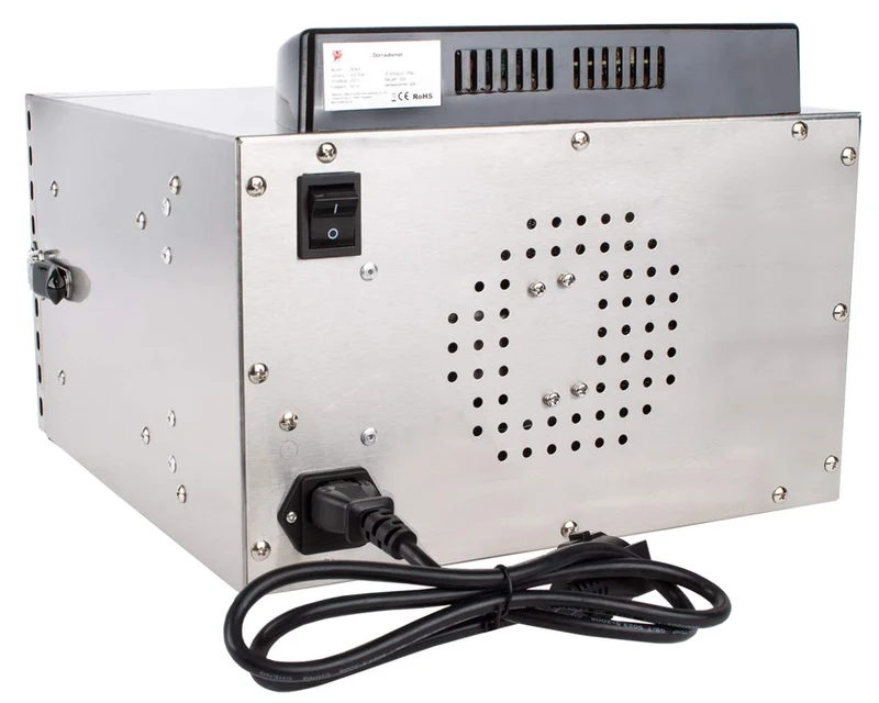 Beeketal 'BDA-15' Dörrautomat aus Edelstahl mit 10 Etagen, Zeitschaltuhr (max. 24h), einstellbarer Temperatur (30-90 °C) und LED Bedienfeld - Profi Gastro Dörrgerät inkl. 10 Einlegegitter