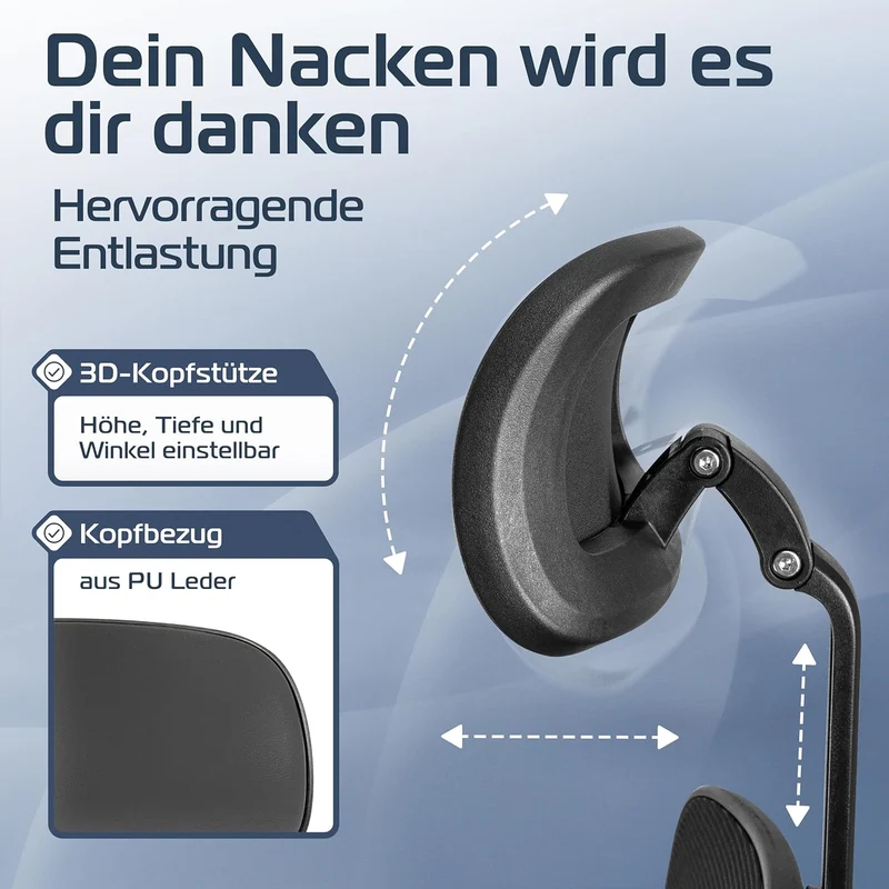 CLOUVOU CleverSeat Ergonomischer Bürostuhl – Verstellbar, bis 150 kgh
