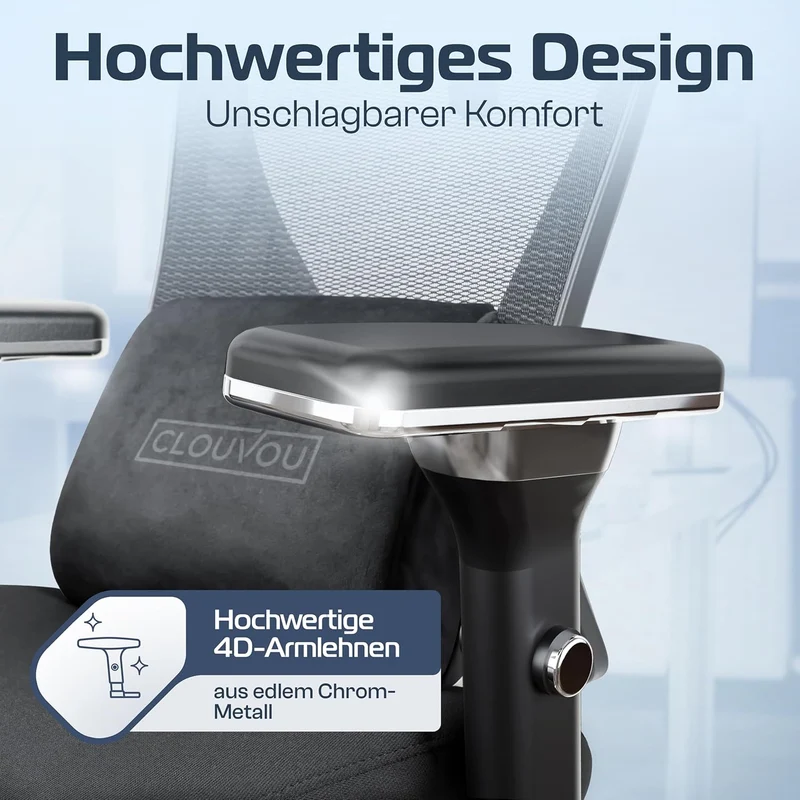 CLOUVOU CleverSeat Ergonomischer Bürostuhl – Verstellbar, bis 150 kgh