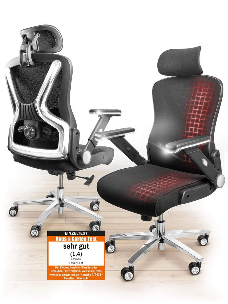 CLOUVOU CleverSeat Ergonomischer Bürostuhl – Verstellbar, bis 150 kgh