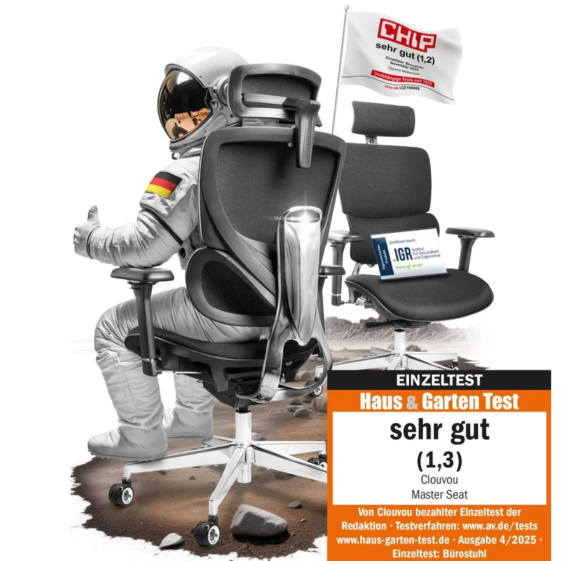 CLOUVOU CleverSeat Ergonomischer Bürostuhl – Verstellbar, bis 150 kgh