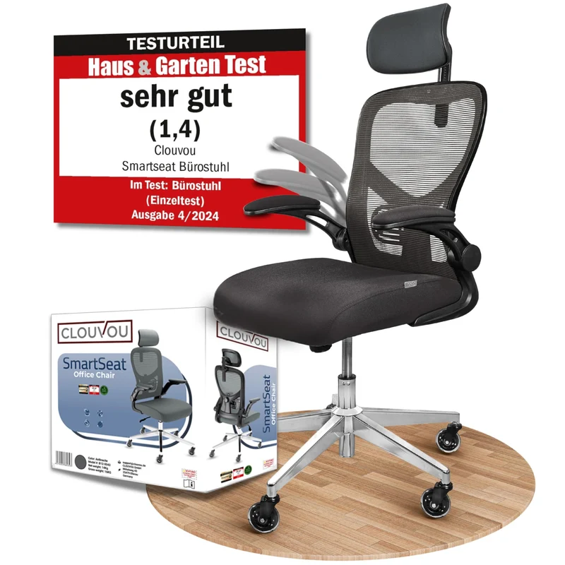 CLOUVOU CleverSeat Ergonomischer Bürostuhl – Verstellbar, bis 150 kgh