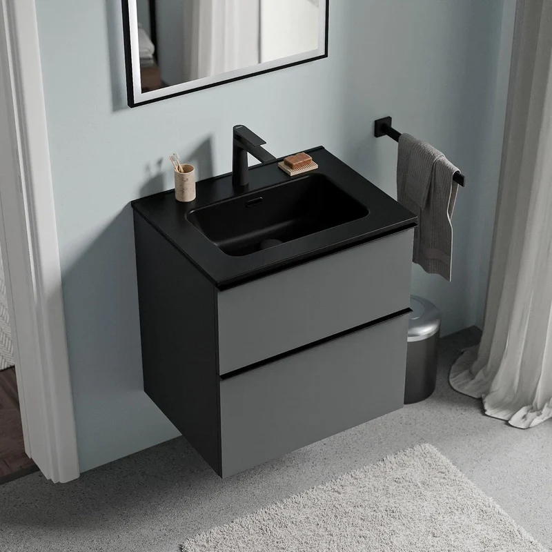BERNSTEIN Badmöbel-Set Lavoa – Waschbecken mit Unterschrank, 2 Schubladen, Soft-Close, modernes Waschtisch-Seth