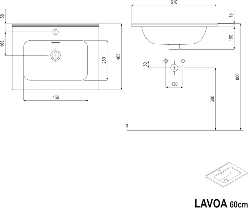BERNSTEIN Badmöbel-Set Lavoa – Waschbecken mit Unterschrank, 2 Schubladen, Soft-Close, modernes Waschtisch-Seth