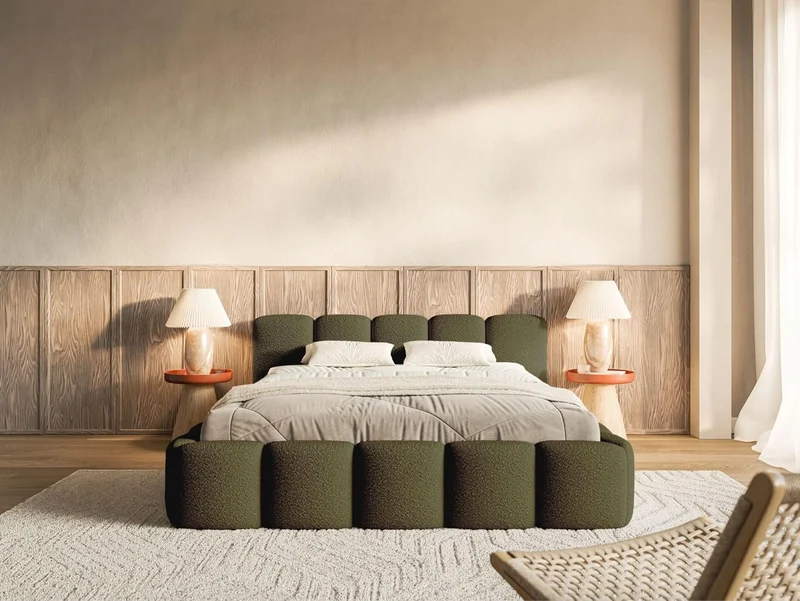 Selsey Polsterbett Cloudy Low mit Stauraum – Gepolstertes Bett mit Lattenrost, Metallrahmen, Bouclé-Stoff, modernh