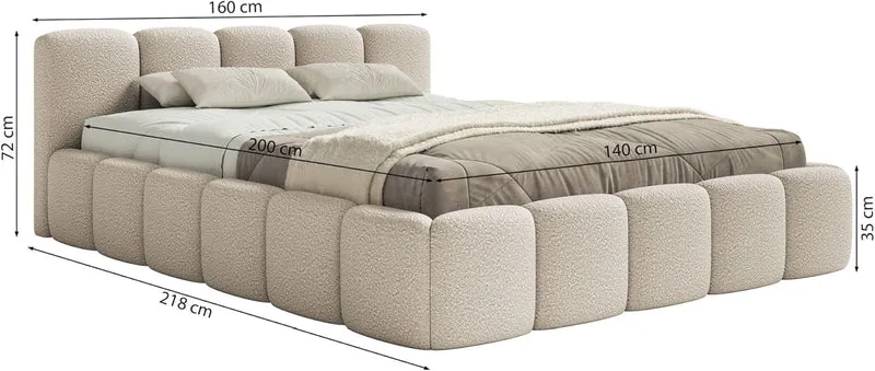 Selsey Polsterbett Cloudy Low mit Stauraum – Gepolstertes Bett mit Lattenrost, Metallrahmen, Bouclé-Stoff, modernh