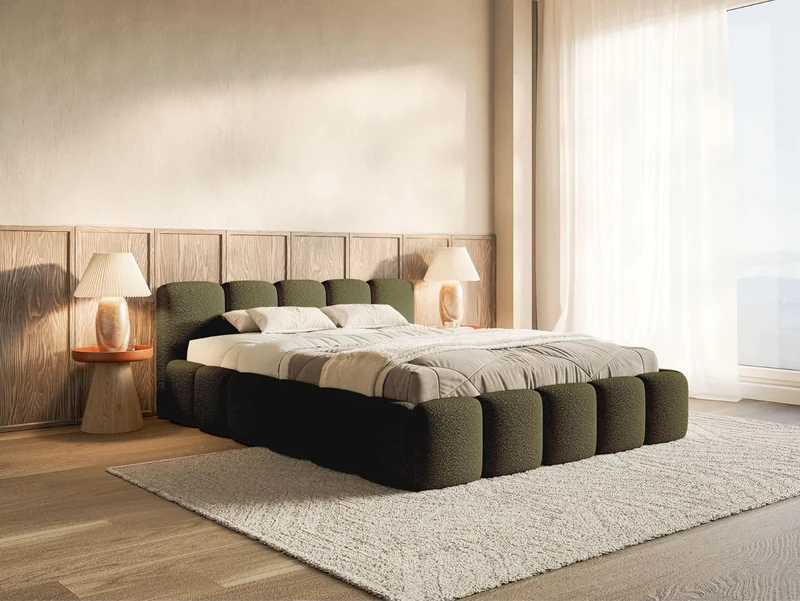 Selsey Polsterbett Cloudy Low mit Stauraum – Gepolstertes Bett mit Lattenrost, Metallrahmen, Bouclé-Stoff, modernh