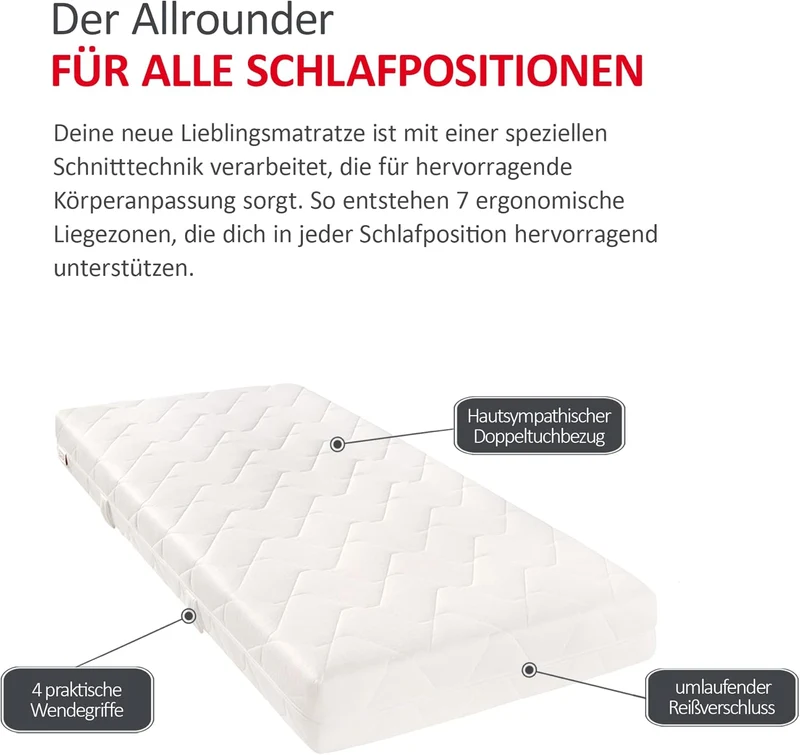 Matratzen Concord Sleepsy Kalio Taschenfederkernmatratze H2, 7-Zonen, 20 cmh