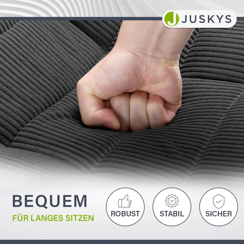 JUSKYS Relaxsessel Korsika, Cord, 360° drehbar & klappbar, Dunkelgrau, Metallrahmenh
