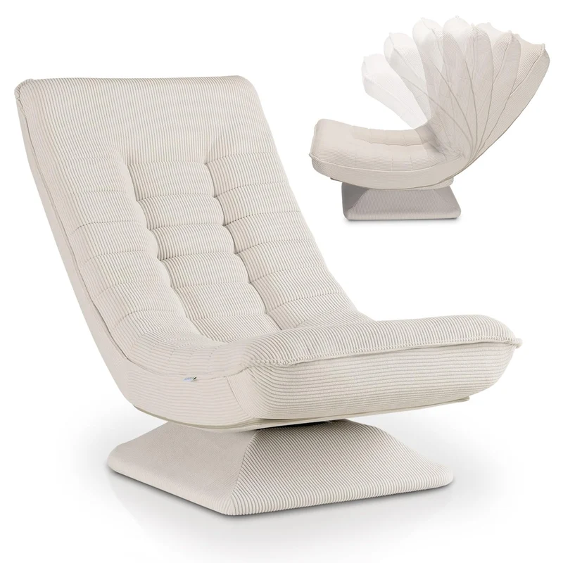 JUSKYS Relaxsessel Korsika, Cord, 360° drehbar & klappbar, Dunkelgrau, Metallrahmenh