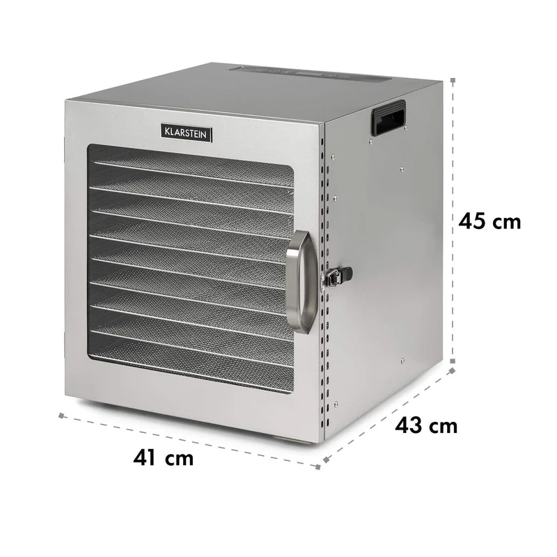 Klarstein Dörrgerät, Dörrautomat für Gemüse, Obst, Pilze & Fleisch, 1500W Edelstahl-Dörrautomat, Trockenautomat mit 16 Metallgitter, Dörrgerät mit 24H Timer & Touch-Display, Food Dehydrator
