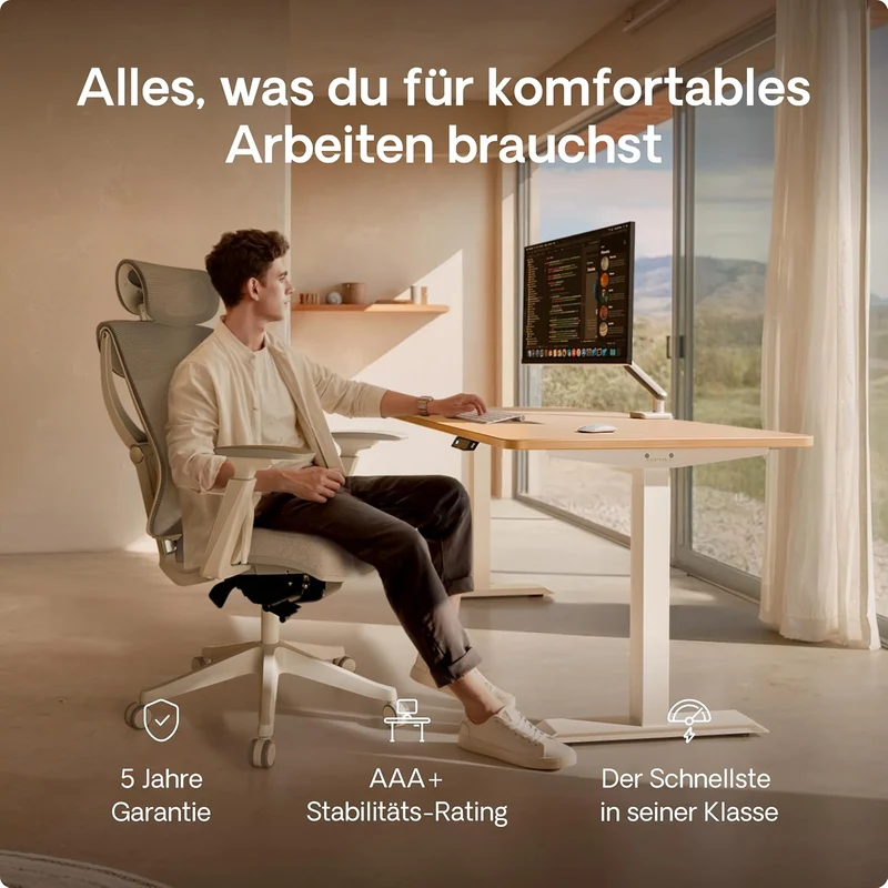 Desktronic HomeOne Elektrisch Höhenverstellbarer Schreibtisch, USB-Anschlüsse, Ergonomischh