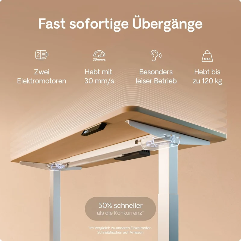 Desktronic HomeOne Elektrisch Höhenverstellbarer Schreibtisch, USB-Anschlüsse, Ergonomischh