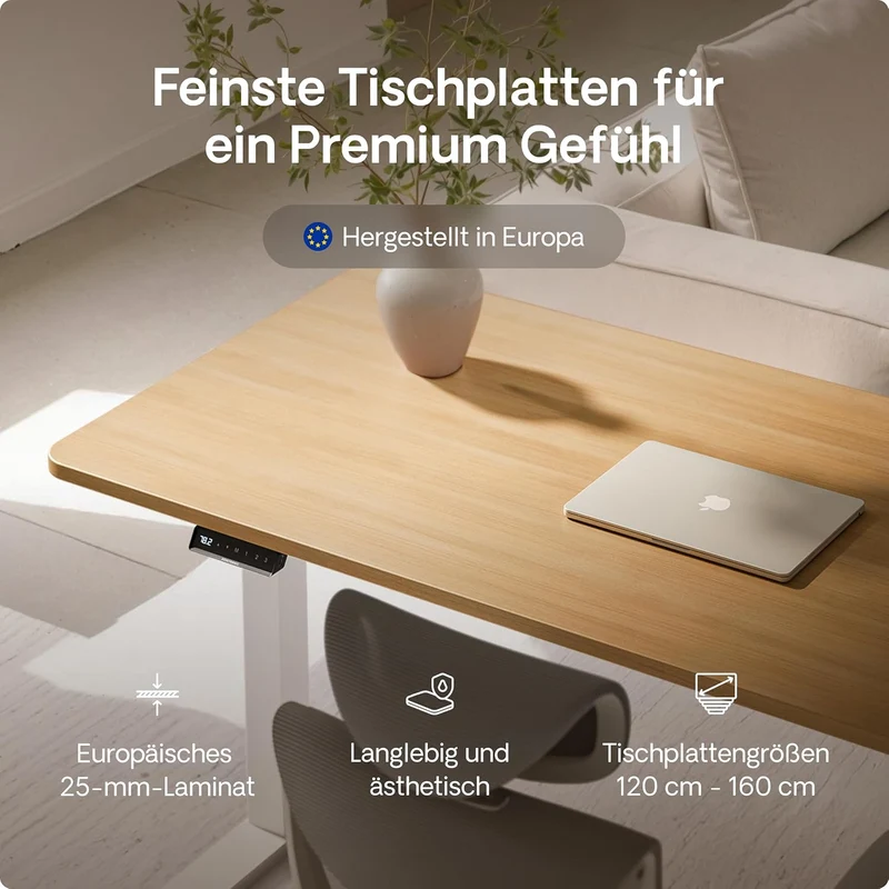 Desktronic HomeOne Elektrisch Höhenverstellbarer Schreibtisch, USB-Anschlüsse, Ergonomischh