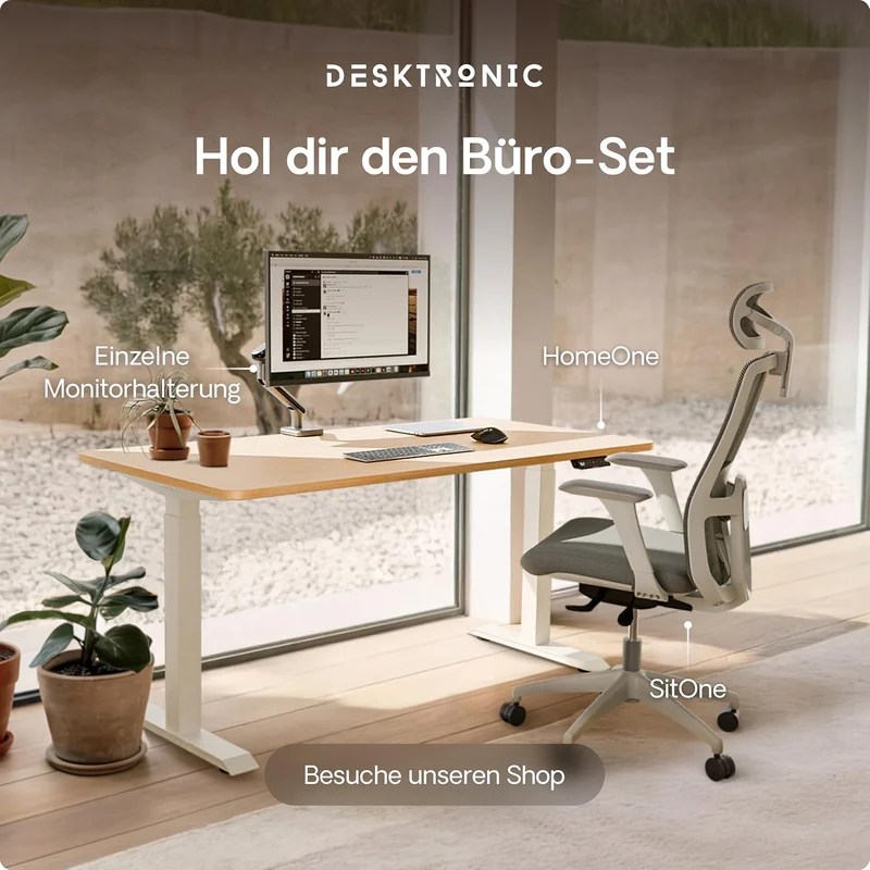 Desktronic HomeOne Elektrisch Höhenverstellbarer Schreibtisch, USB-Anschlüsse, Ergonomischh