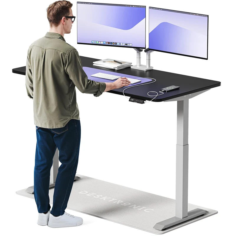Desktronic HomeOne Elektrisch Höhenverstellbarer Schreibtisch, USB-Anschlüsse, Ergonomischh
