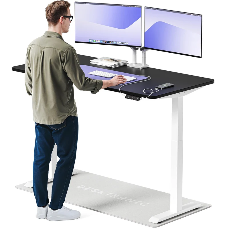 Desktronic HomeOne Elektrisch Höhenverstellbarer Schreibtisch, USB-Anschlüsse, Ergonomischh