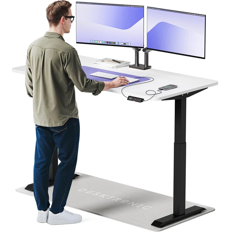 Desktronic HomeOne Elektrisch Höhenverstellbarer Schreibtisch, USB-Anschlüsse, Ergonomischh