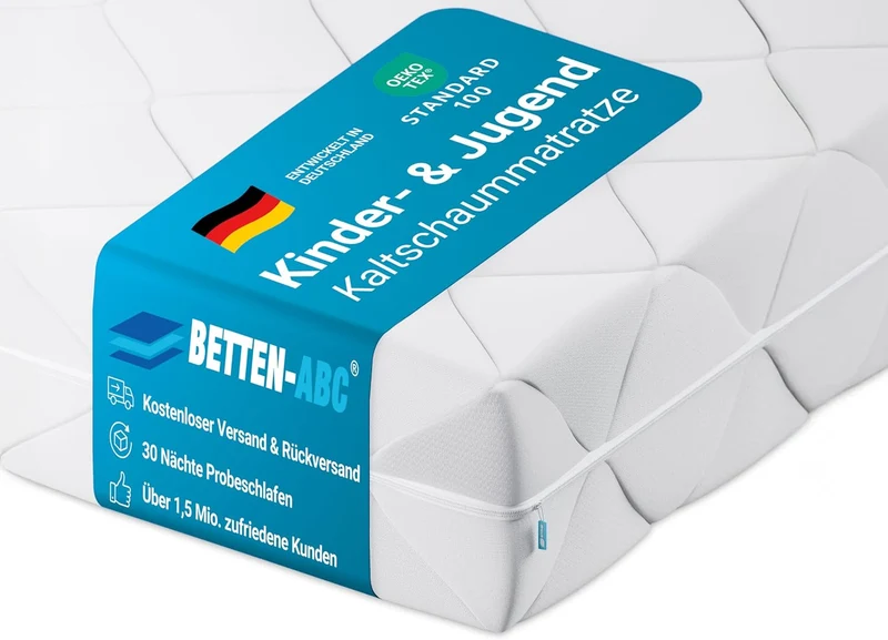 Betten-ABC Kinder & Jugend Matratze - Kaltschaum, Oeko-TEX, waschbarer Bezugh
