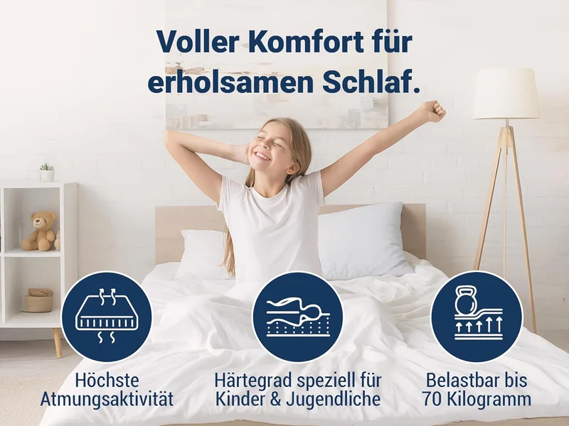 Betten-ABC Kinder & Jugend Matratze - Kaltschaum, Oeko-TEX, waschbarer Bezugh