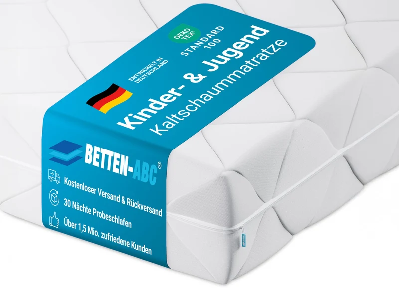Betten-ABC Kinder & Jugend Matratze - Kaltschaum, Oeko-TEX, waschbarer Bezugh