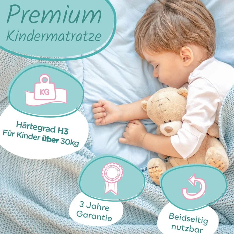Sun Garden Kindermatratze - Kaltschaum, Oeko-TEX 100, waschbarer Bezugh