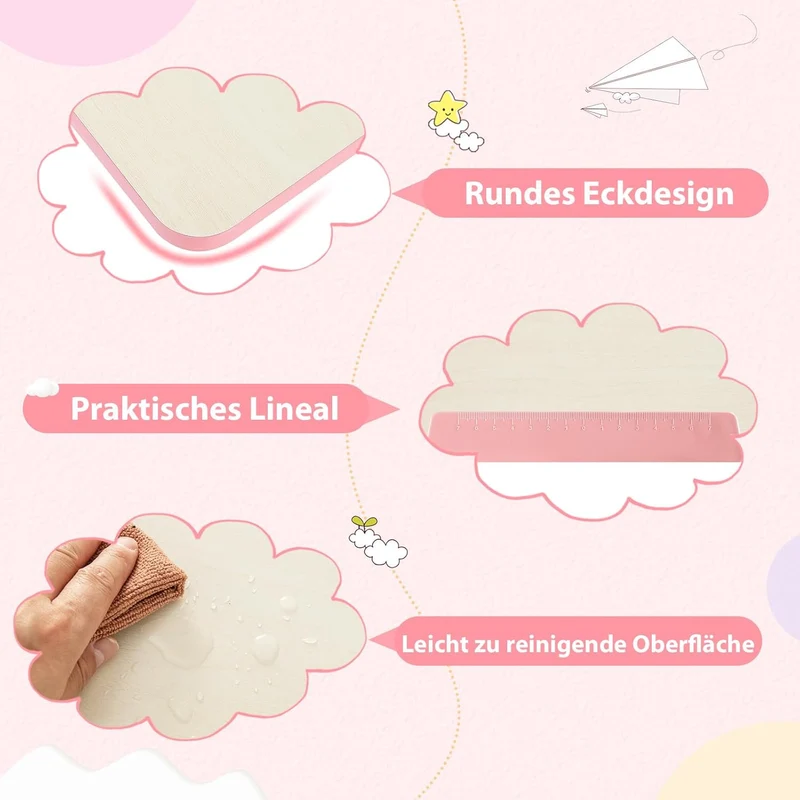 COSTWAY Kinder Schreibtisch höhenverstellbar - neigbare Tischplatte, Regal & Schubladeh