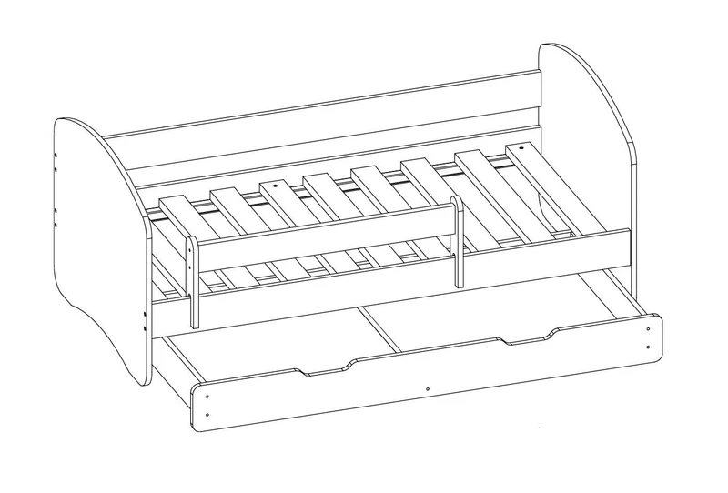 Kinderbett Jugendbett mit einer Schublade und Matratze Weiß ACMA II (180x80 cm + Schublade, Weiß)h