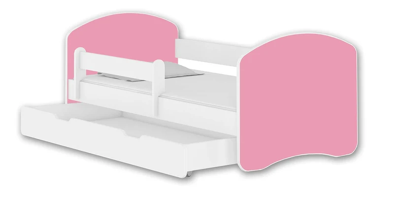 Kinderbett Jugendbett mit einer Schublade und Matratze Weiß ACMA II (180x80 cm + Schublade, Weiß)h