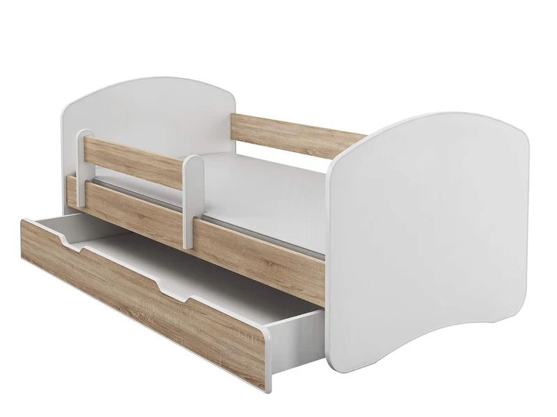 Kinderbett Jugendbett mit einer Schublade und Matratze Weiß ACMA II (180x80 cm + Schublade, Weiß)h