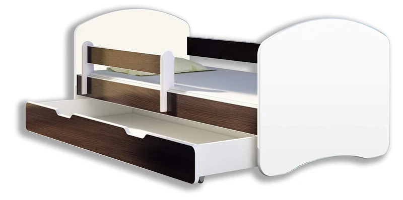 Kinderbett Jugendbett mit einer Schublade und Matratze Weiß ACMA II (180x80 cm + Schublade, Weiß)h