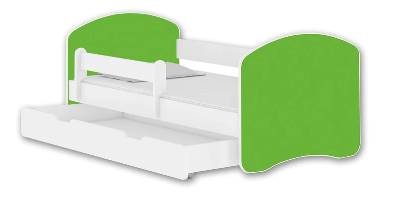 Kinderbett Jugendbett mit einer Schublade und Matratze Weiß ACMA II (180x80 cm + Schublade, Weiß)h