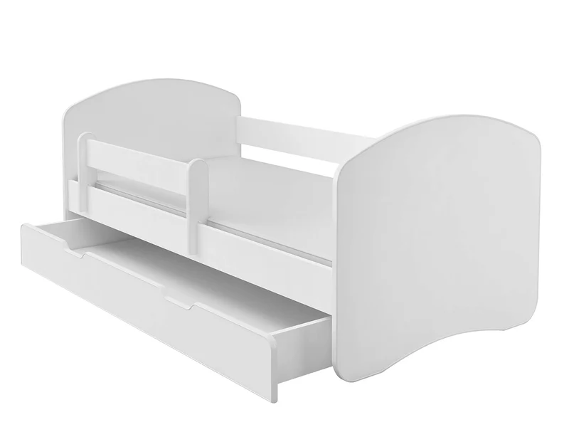 Kinderbett Jugendbett mit einer Schublade und Matratze Weiß ACMA II (180x80 cm + Schublade, Weiß)h