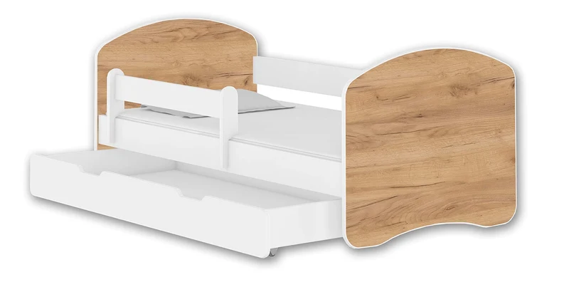 Kinderbett Jugendbett mit einer Schublade und Matratze Weiß ACMA II (180x80 cm + Schublade, Weiß)h