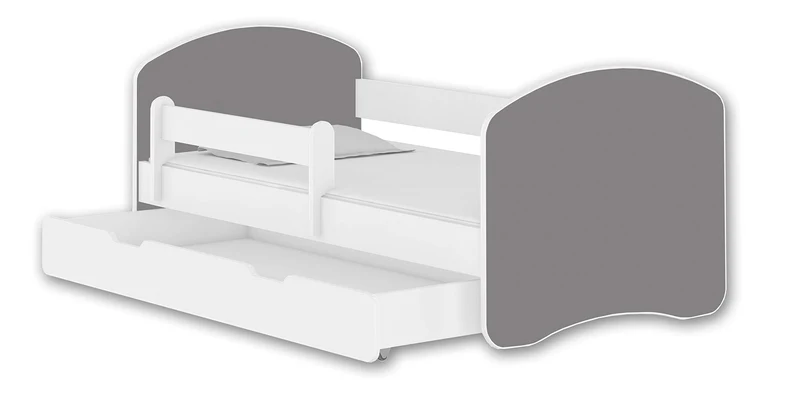 Kinderbett Jugendbett mit einer Schublade und Matratze Weiß ACMA II (180x80 cm + Schublade, Weiß)h