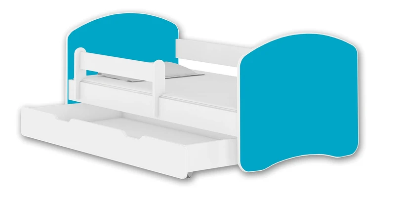 Kinderbett Jugendbett mit einer Schublade und Matratze Weiß ACMA II (180x80 cm + Schublade, Weiß)h