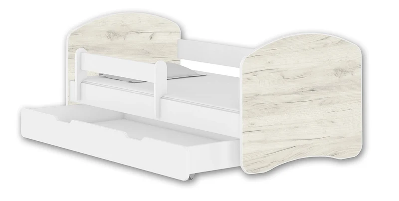 Kinderbett Jugendbett mit einer Schublade und Matratze Weiß ACMA II (180x80 cm + Schublade, Weiß)h