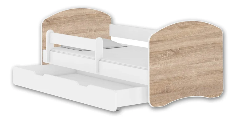 Kinderbett Jugendbett mit einer Schublade und Matratze Weiß ACMA II (180x80 cm + Schublade, Weiß)h