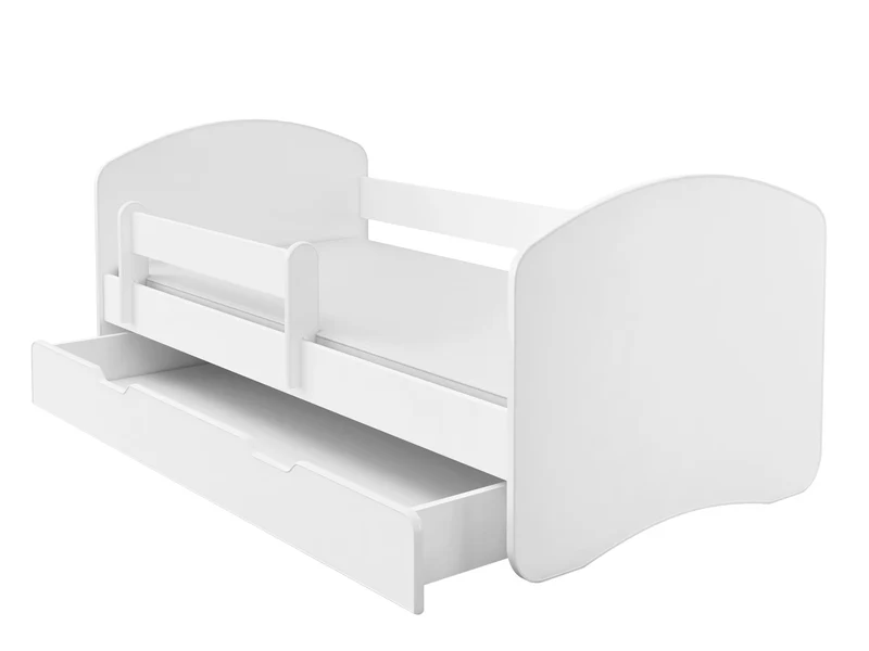Kinderbett Jugendbett mit einer Schublade und Matratze Weiß ACMA II (180x80 cm + Schublade, Weiß)h