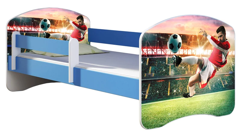 ACMA Kinderbett Jugendbett mit Einer Schublade und Matratze Blau mit Rausfallschutz Lattenrost II 140x70 160x80 180x80 (36 Feuerwehr, 160x80)h