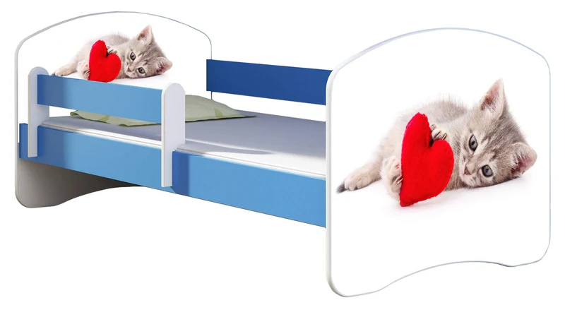 ACMA Kinderbett Jugendbett mit Einer Schublade und Matratze Blau mit Rausfallschutz Lattenrost II 140x70 160x80 180x80 (36 Feuerwehr, 160x80)h