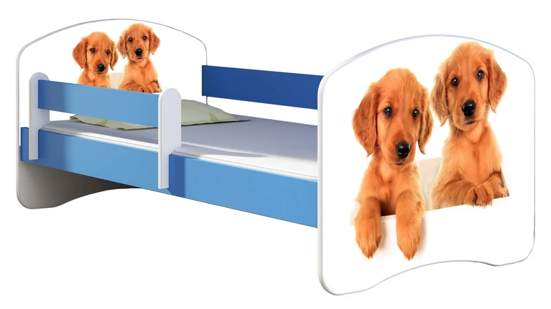 ACMA Kinderbett Jugendbett mit Einer Schublade und Matratze Blau mit Rausfallschutz Lattenrost II 140x70 160x80 180x80 (36 Feuerwehr, 160x80)h