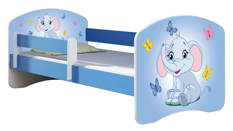 ACMA Kinderbett Jugendbett mit Einer Schublade und Matratze Blau mit Rausfallschutz Lattenrost II 140x70 160x80 180x80 (36 Feuerwehr, 160x80)h
