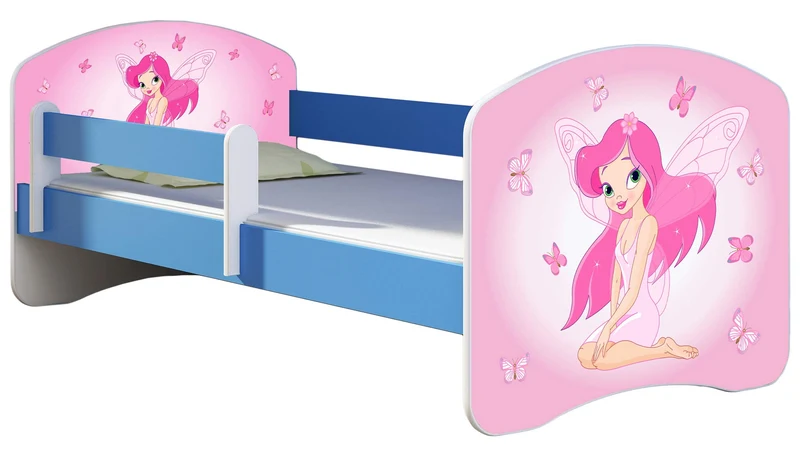 ACMA Kinderbett Jugendbett mit Einer Schublade und Matratze Blau mit Rausfallschutz Lattenrost II 140x70 160x80 180x80 (36 Feuerwehr, 160x80)h