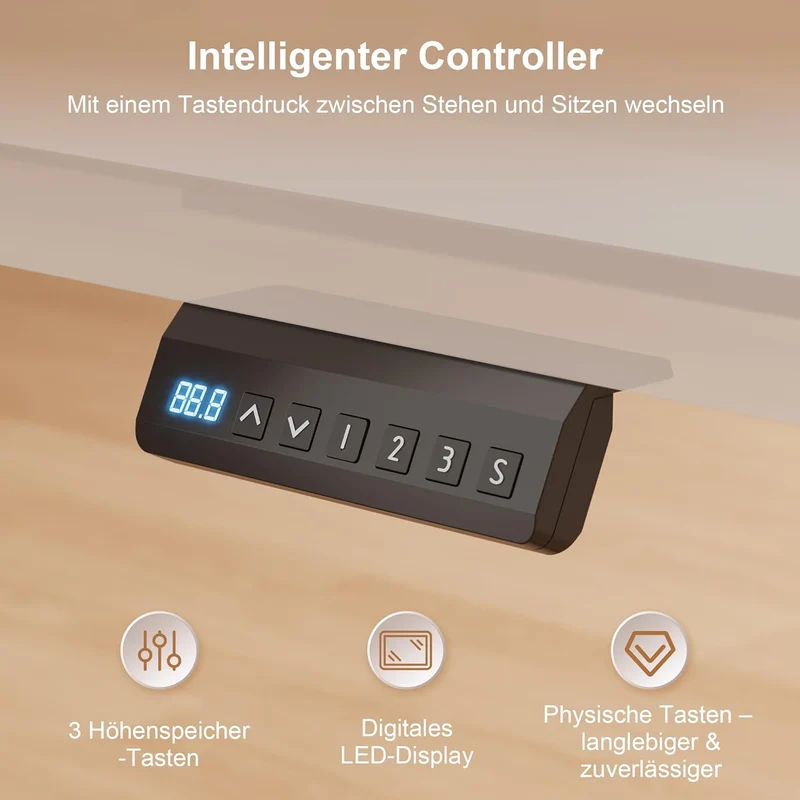 Homall Höhenverstellbares Schreibtischgestell elektrisch mit 2 Motoren, 100 kg Tragkraft, 2-Fach-Teleskop, Memory-Funktion, Kollisionsschutzh